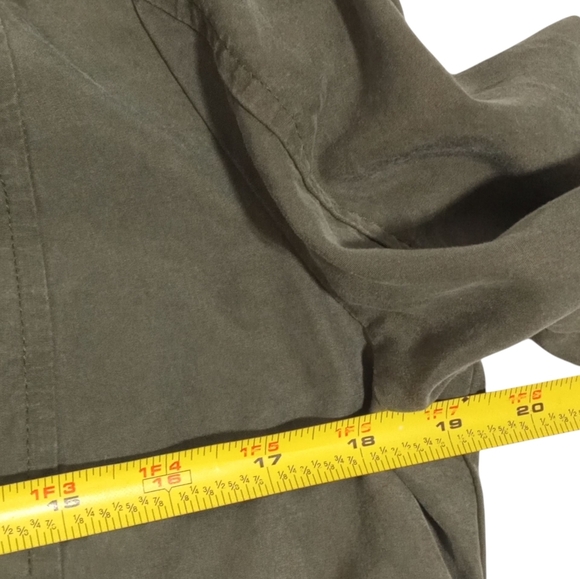 Shukr Olive Green Lyocell Maxi Dress Long Sleeve Modest Pocket V-Neck Medium - Picture 4 of 7